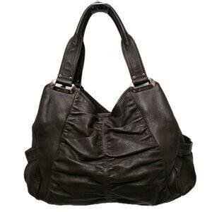 B. Makowsky Shoulder Bag Brown Leather Copper Hardware Large Slouchy Bag